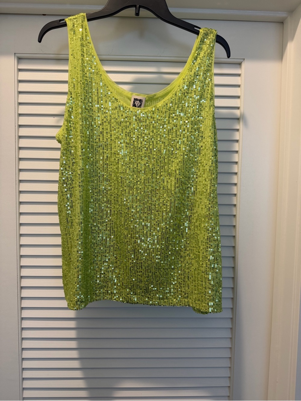 Anne Klein Lime Sequin Scoop Neck Tank